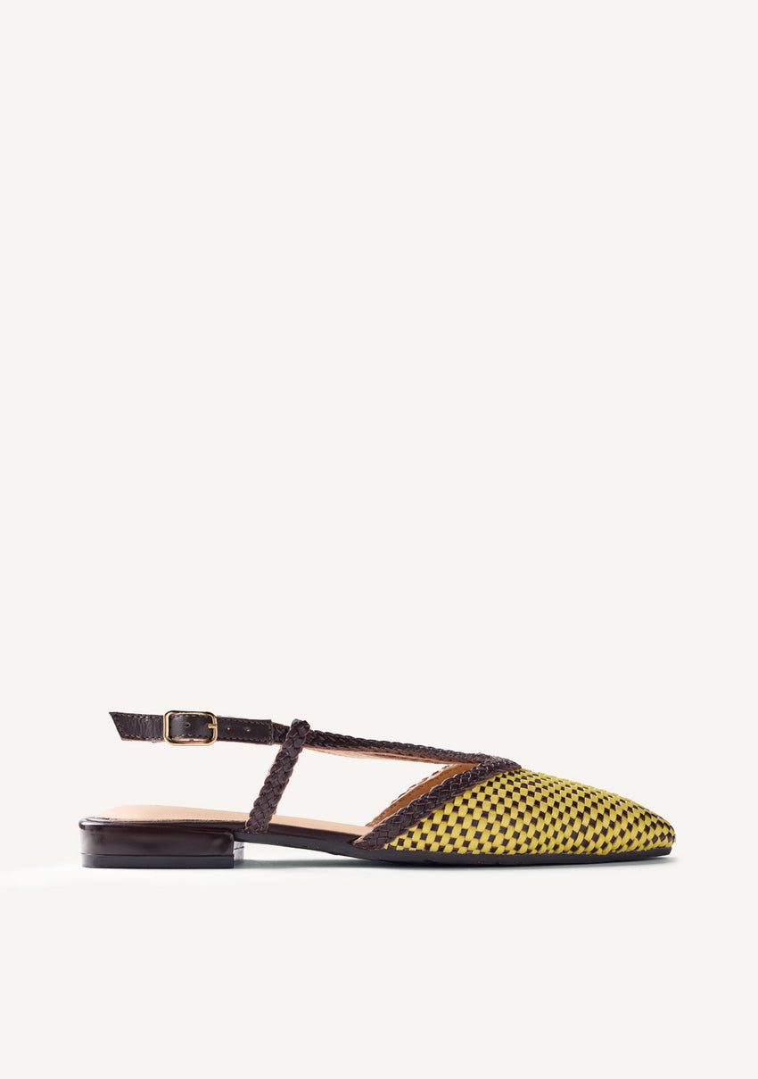 BRAIDED LEATHER SLINGBACK BALLET FLATS TECUMSEH