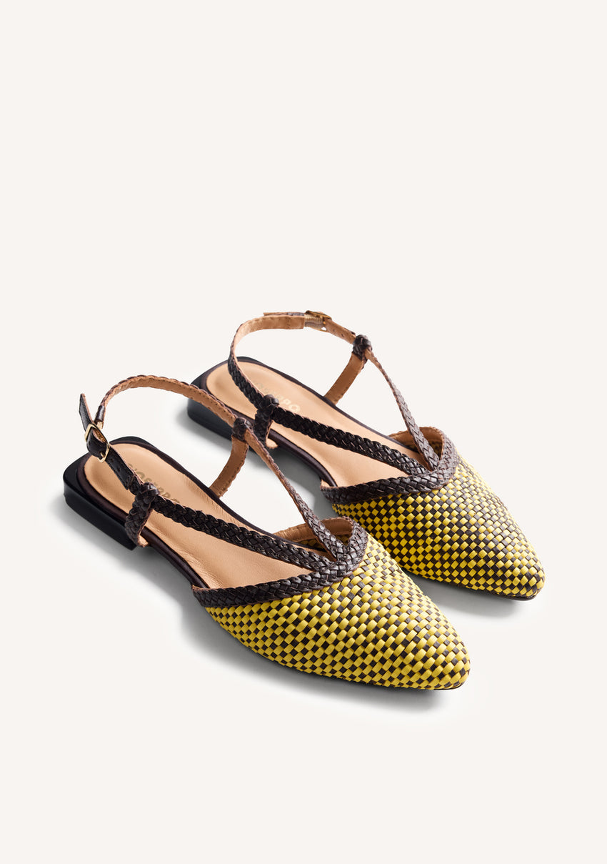 BRAIDED LEATHER SLINGBACK BALLET FLATS TECUMSEH