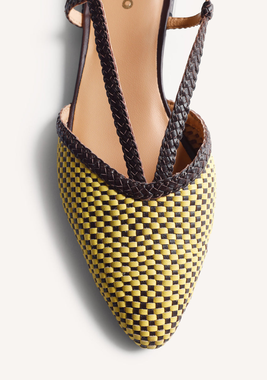 BRAIDED LEATHER SLINGBACK BALLET FLATS TECUMSEH