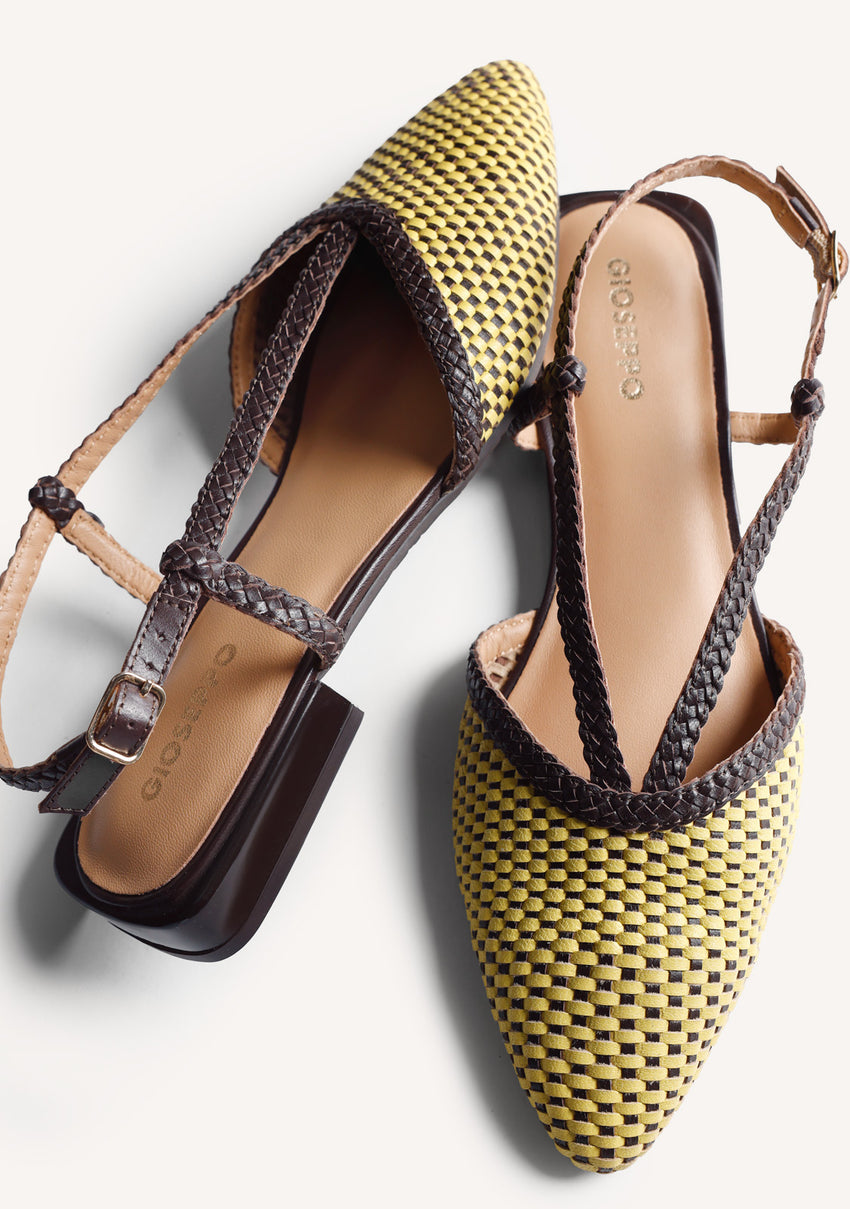 BRAIDED LEATHER SLINGBACK BALLET FLATS TECUMSEH