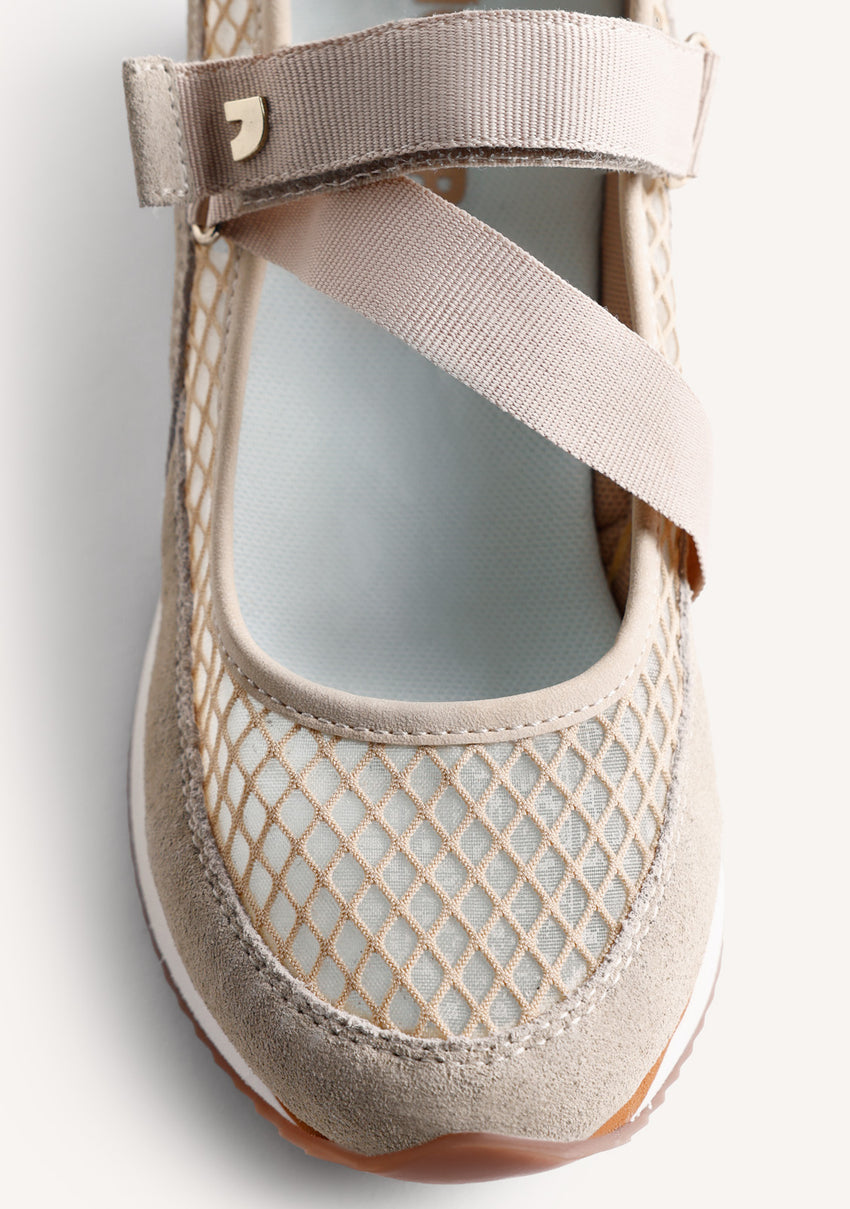 LEATHER AND MESH OPEN WEDGE SNEAKERS KIVIK