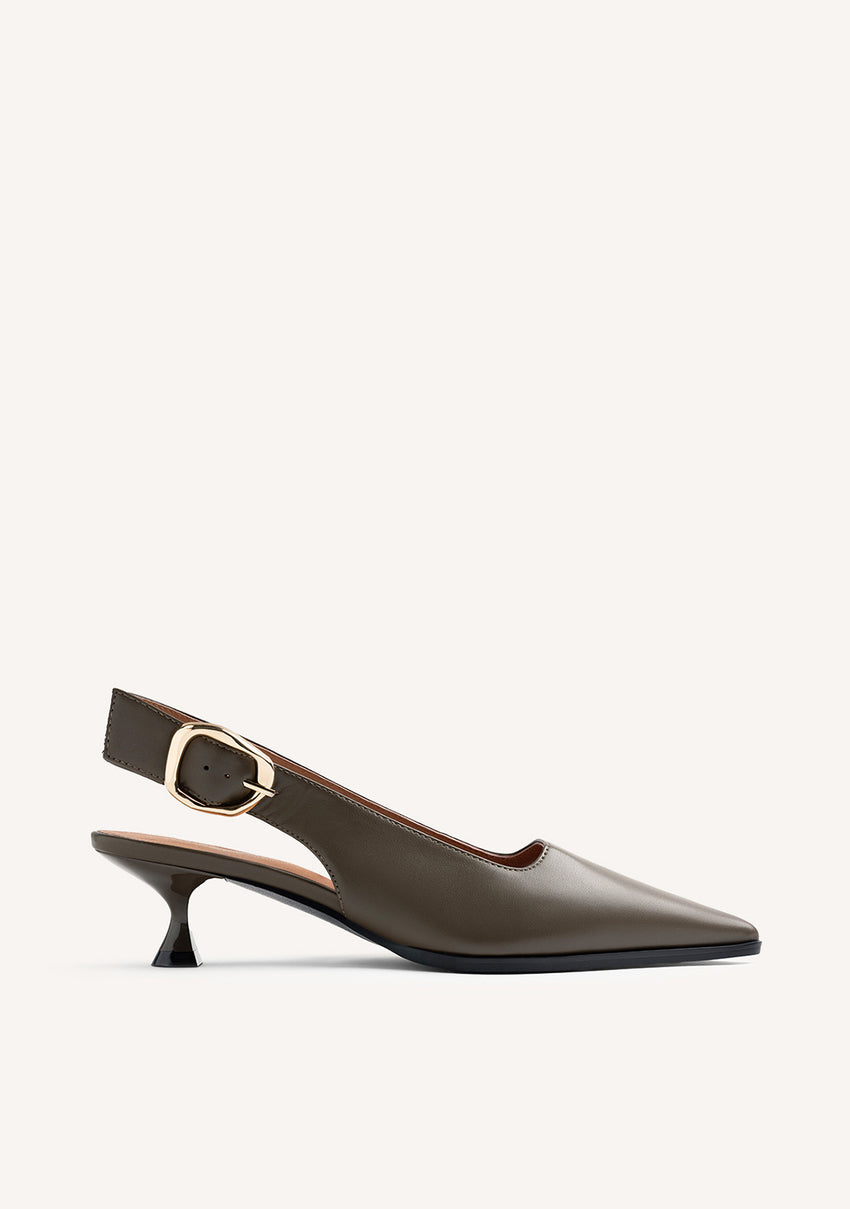 GREEN OPEN-BACK HEEL SHOES