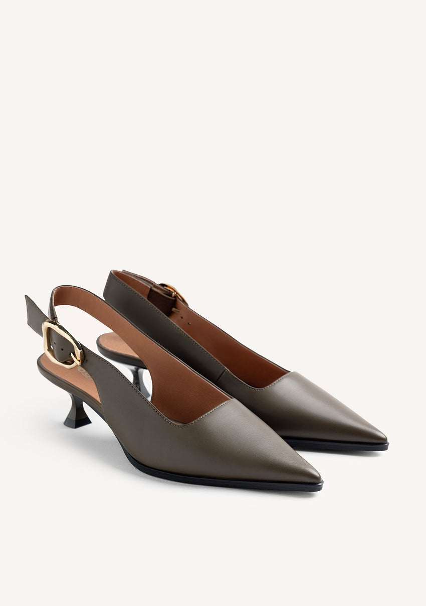 GREEN OPEN-BACK HEEL SHOES
