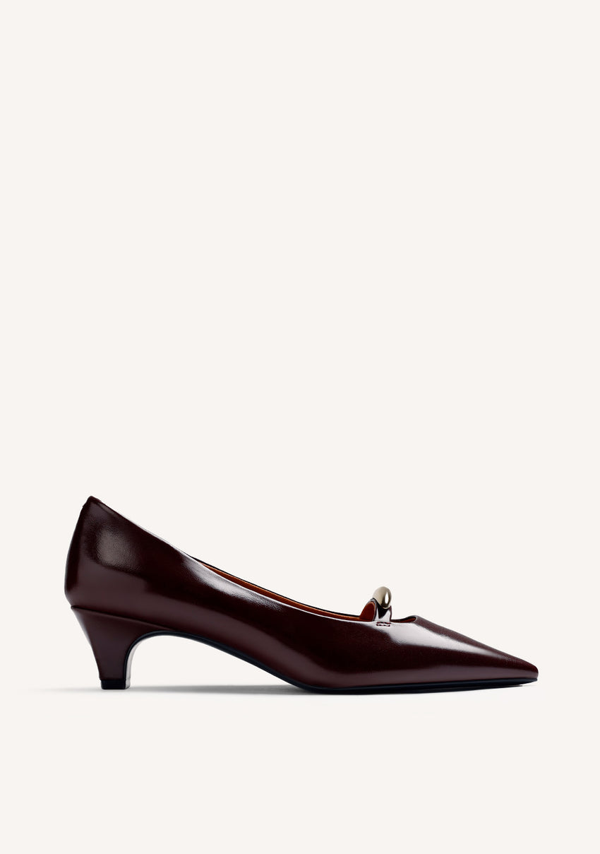 BURGUNDY PATENT EFFECT HEEL SHOES