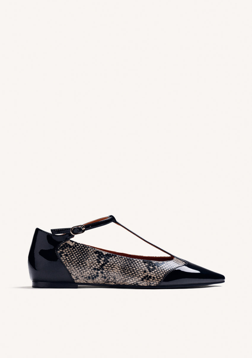 ANIMAL PRINT LEATHER WEDGE BALLET FLATS