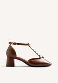 BROWN HEEL SHOES WITH STUDS