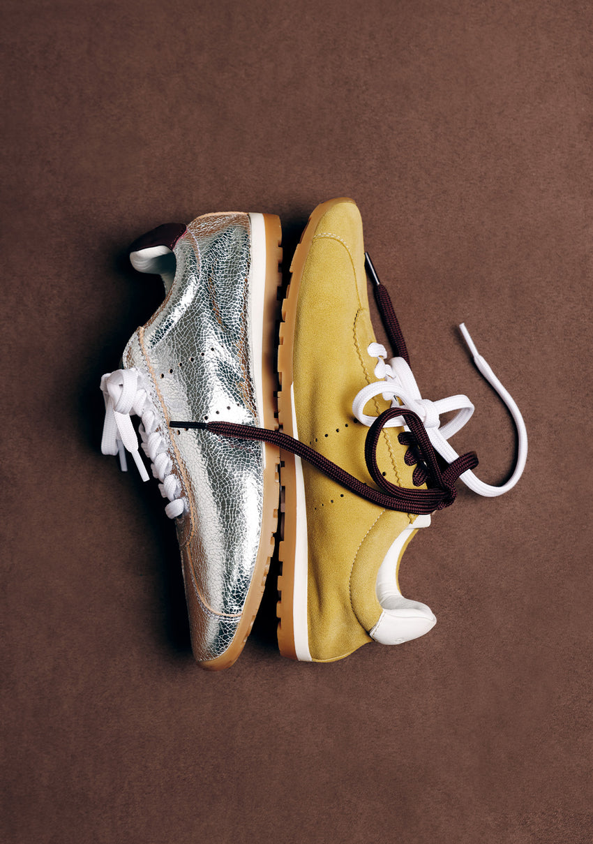 SILVER LEATHER SNEAKERS