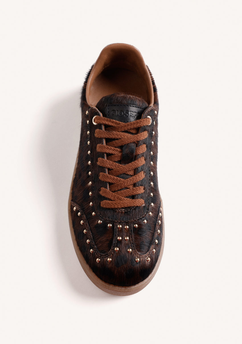 ANIMAL PRINT LEATHER STUDDED SNEAKERS