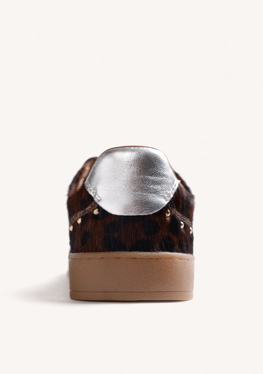 ANIMAL PRINT LEATHER STUDDED SNEAKERS