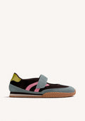 BROWN SPORTY BALLET FLATS IN LEATHER AND NYLON