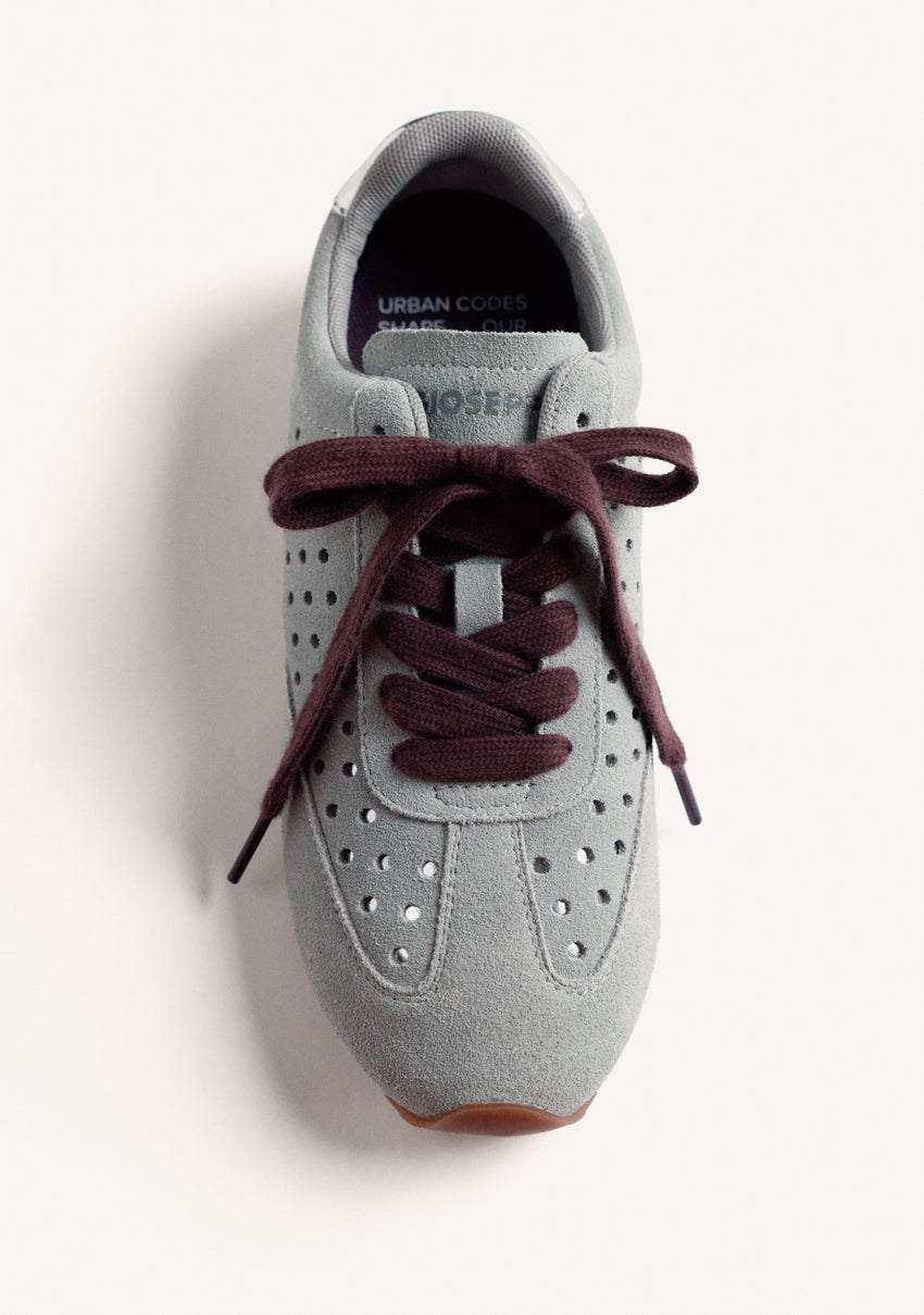 GREY SHINY LEATHER SNEAKERS