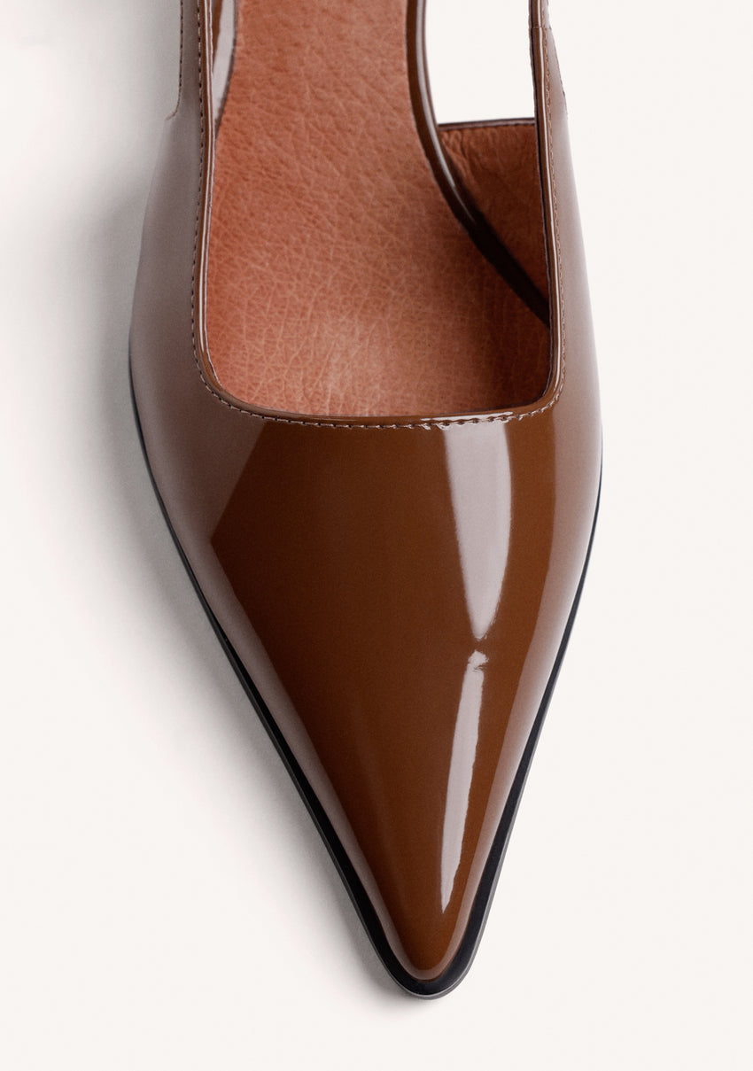 CAMEL OPEN-BACK HEEL SHOES