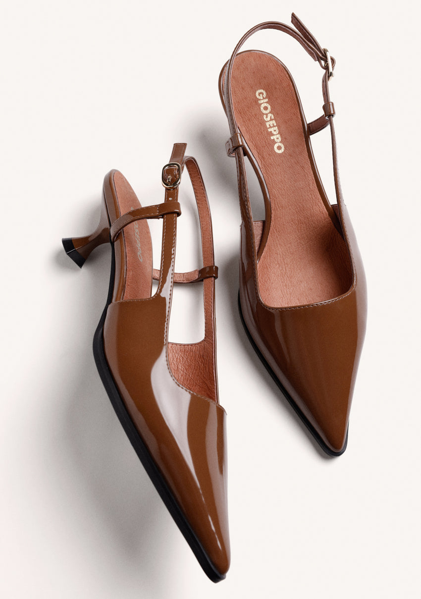 CAMEL OPEN-BACK HEEL SHOES