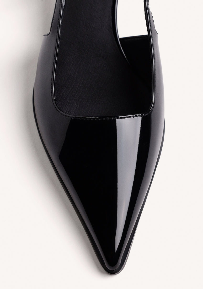 BLACK BACKLESS HEEL SHOES