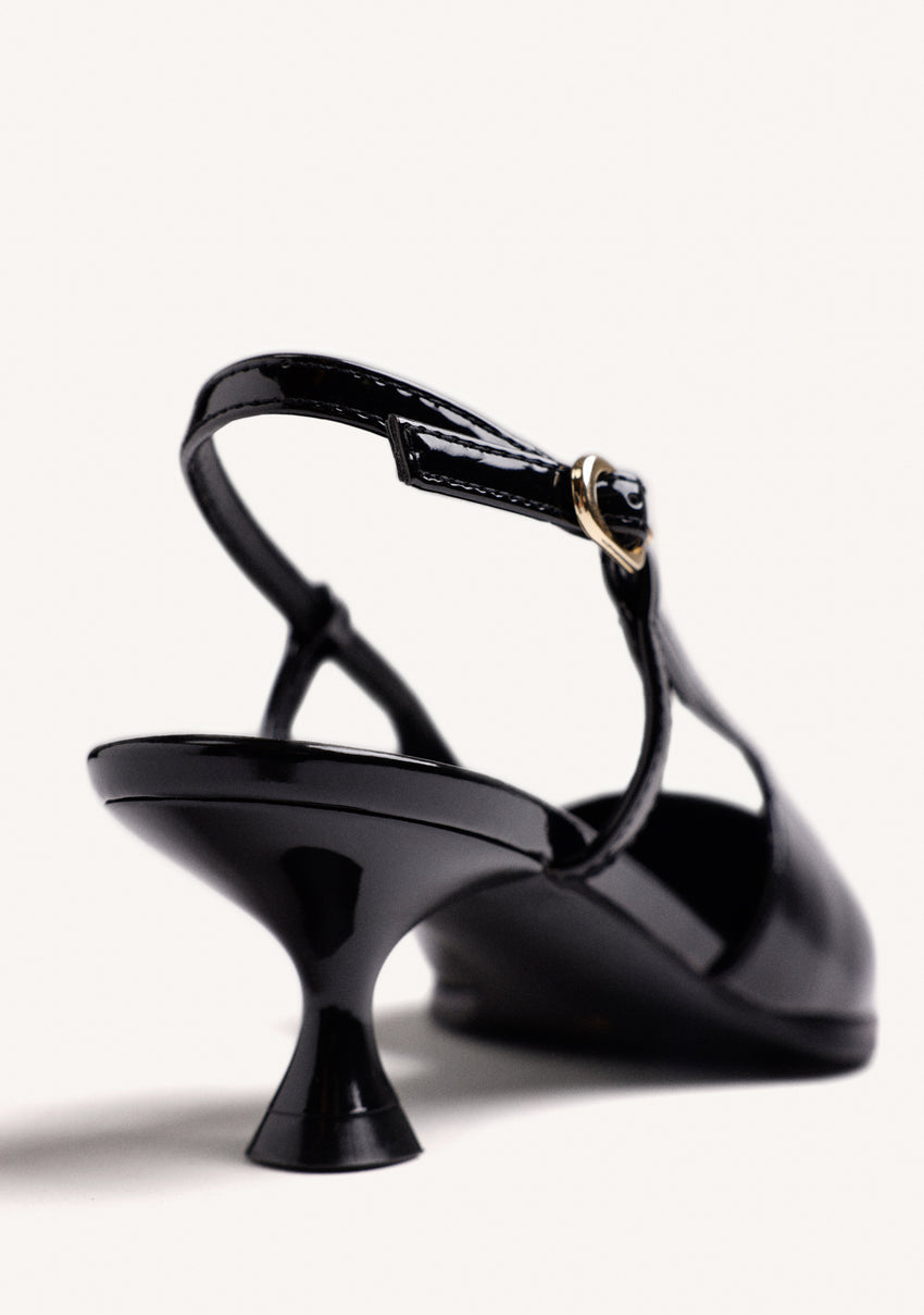 BLACK BACKLESS HEEL SHOES