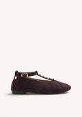 BROWN LEATHER BALLET FLATS WITH STUDS