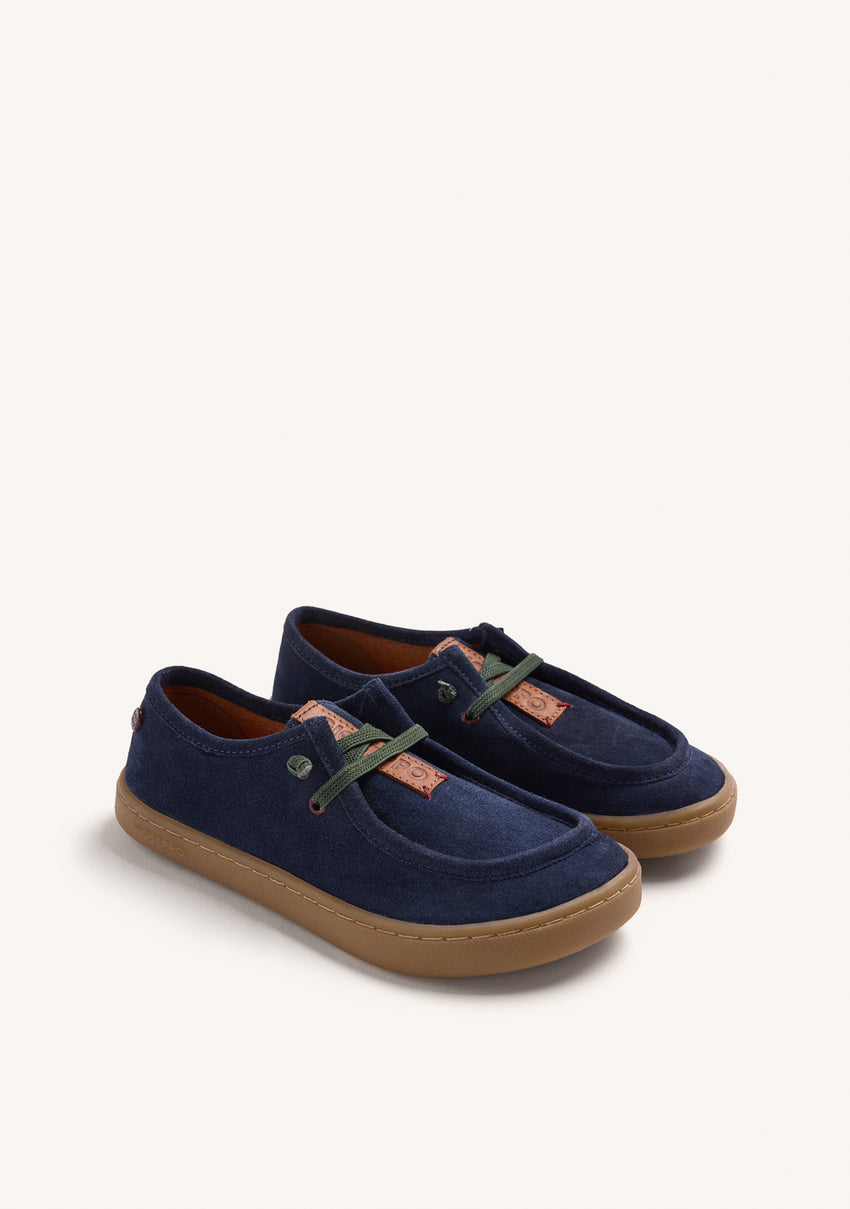 BLUE LEATHER BAREFOOT BOAT SHOES