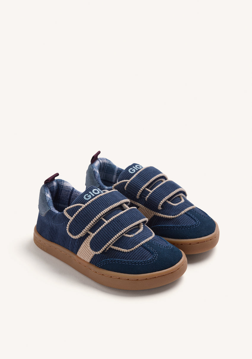 NAVY BLUE CORDUROY BAREFOOT SNEAKERS