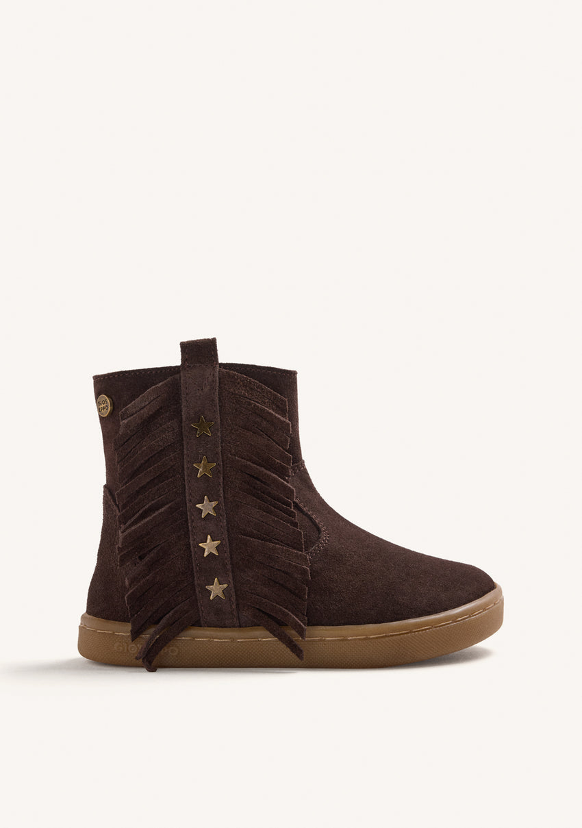 BAREFOOT LEATHER ANKLE BOOTS WITH FRINGES