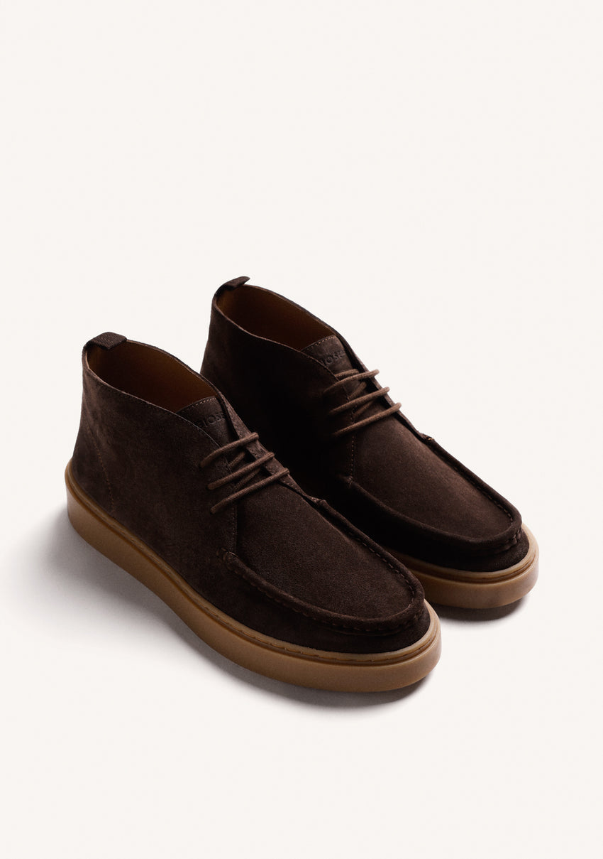WALLABEE BROWN LEATHER ANKLE BOOTS