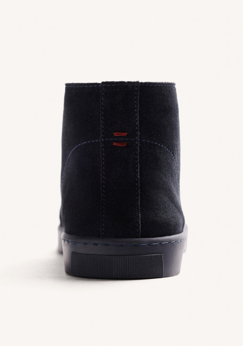 NAVY BLUE LEATHER ANKLE BOOTS