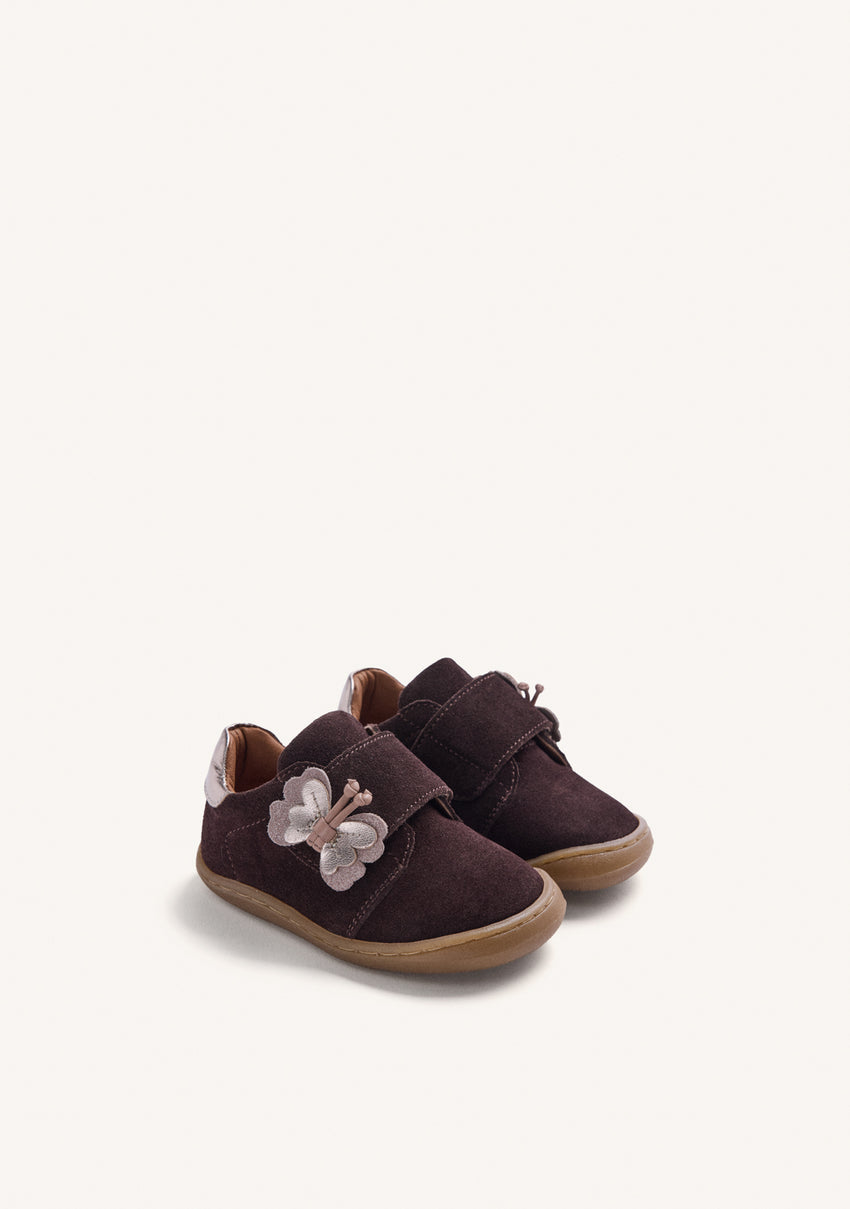 BROWN BAREFOOT LEATHER SNEAKERS WITH SHINE