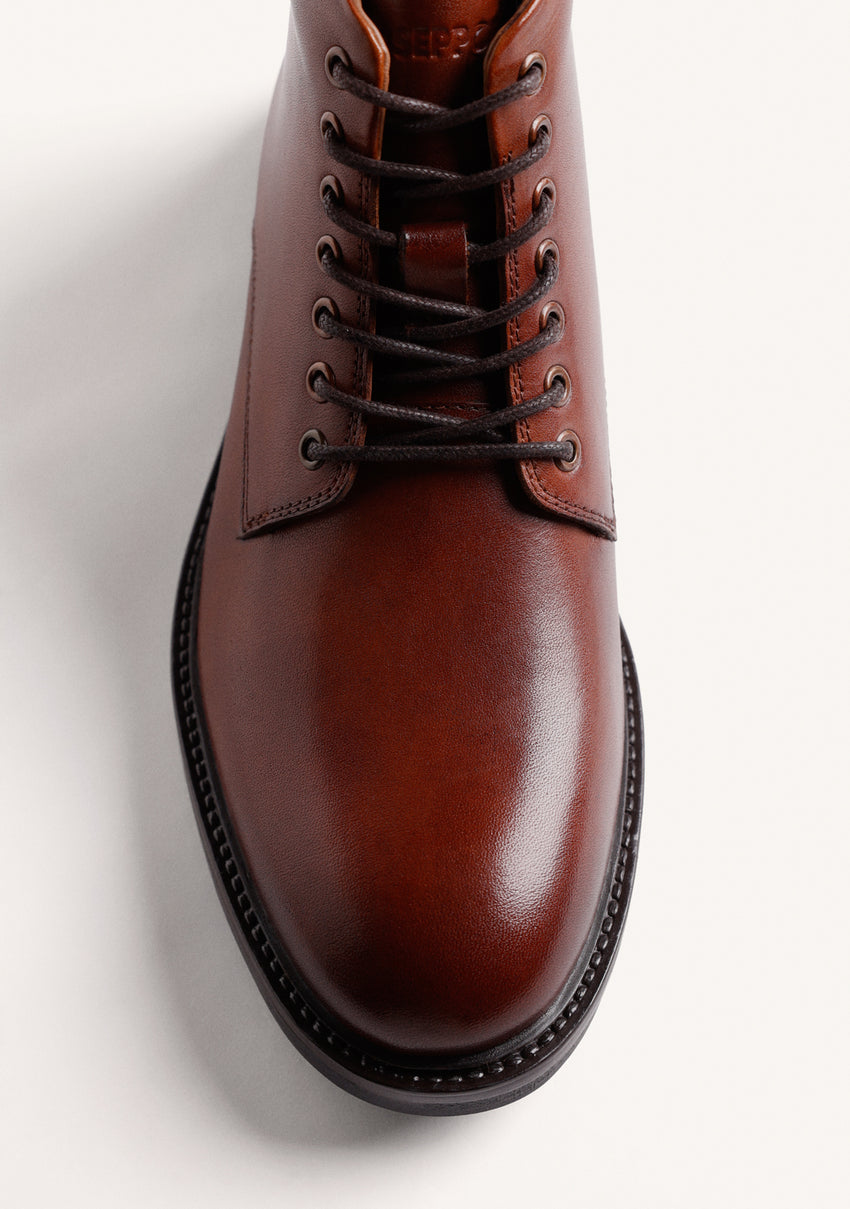 BROWN LEATHER ANKLE BOOTS
