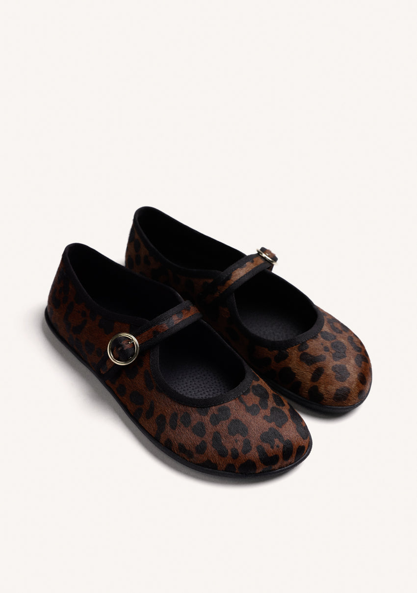 BAREFOOT LEATHER ANIMAL PRINT BALLET FLATS
