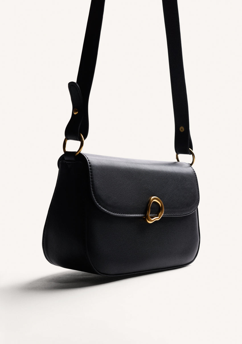 BLACK CROSSBODY BAG WITH BUCKLE