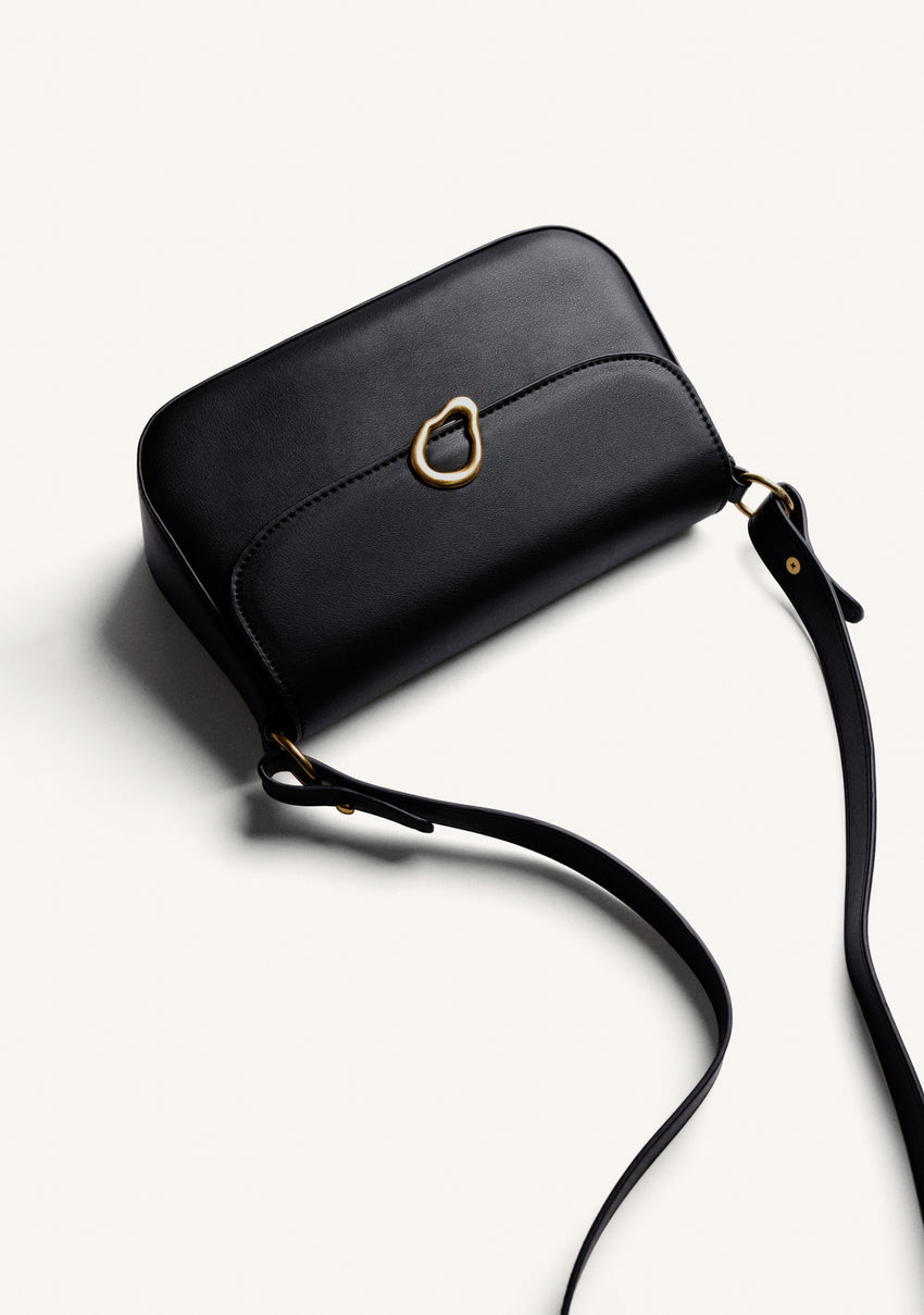 BLACK CROSSBODY BAG WITH BUCKLE
