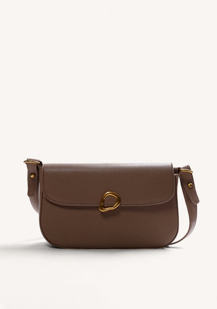 TAUPE BUCKLE CROSSBODY BAG