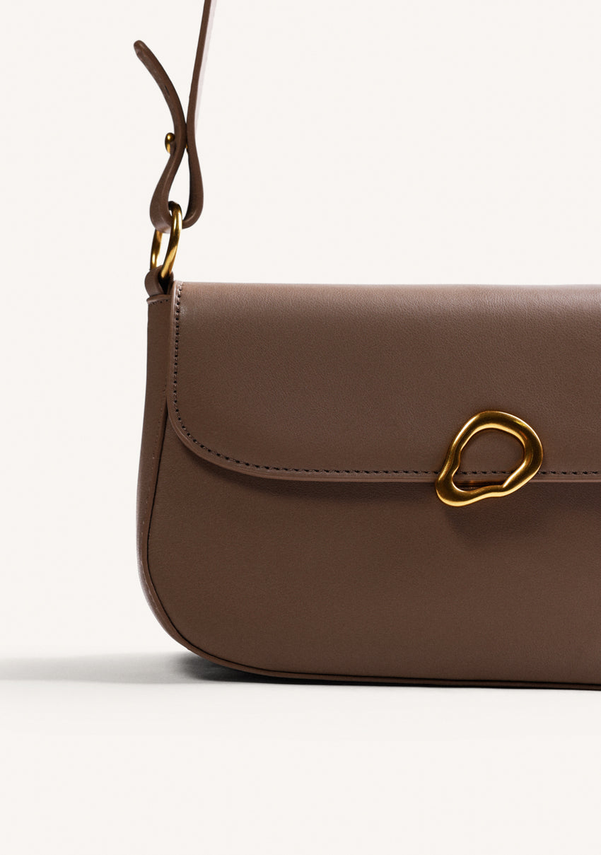 TAUPE BUCKLE CROSSBODY BAG
