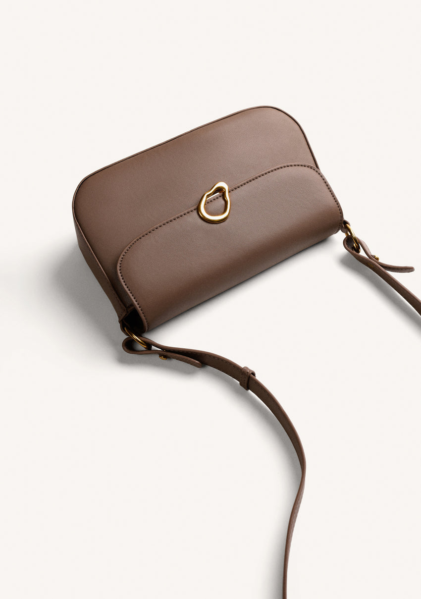 TAUPE BUCKLE CROSSBODY BAG