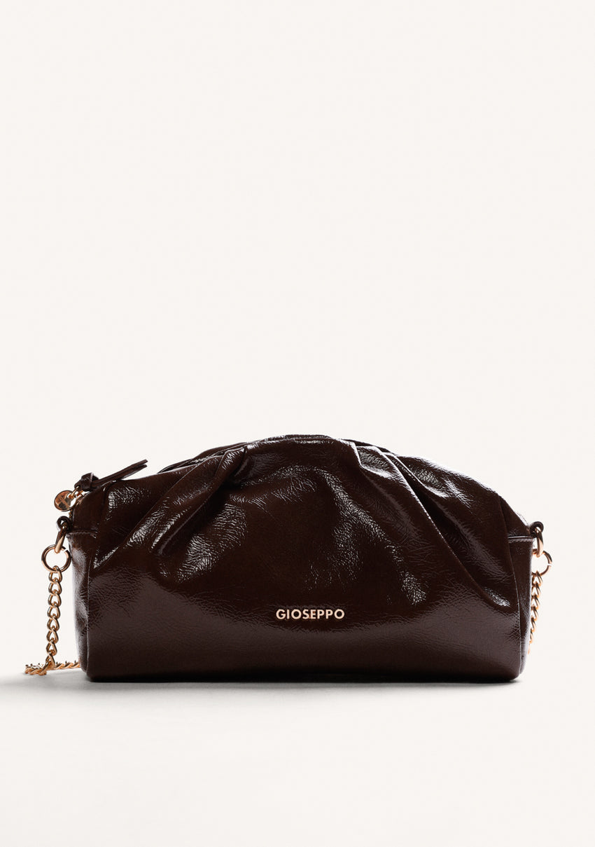 BROWN WRINKLED EFFECT CROSSBODY BAG