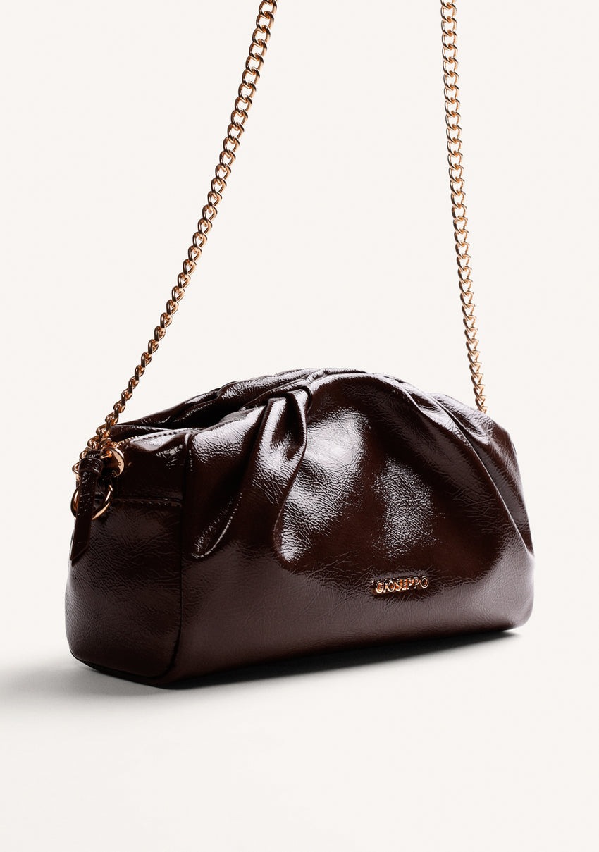 BROWN WRINKLED EFFECT CROSSBODY BAG
