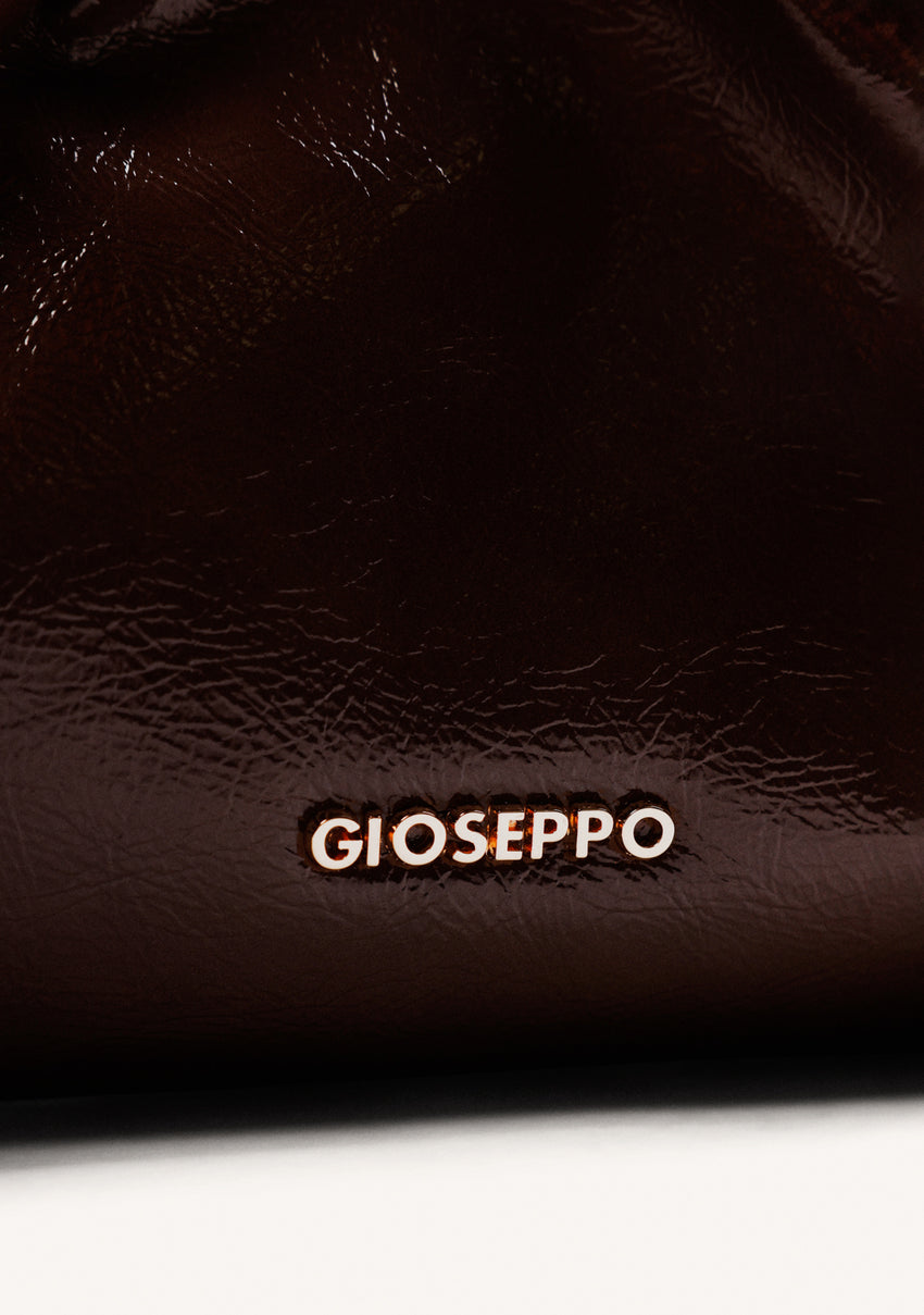 BROWN WRINKLED EFFECT CROSSBODY BAG