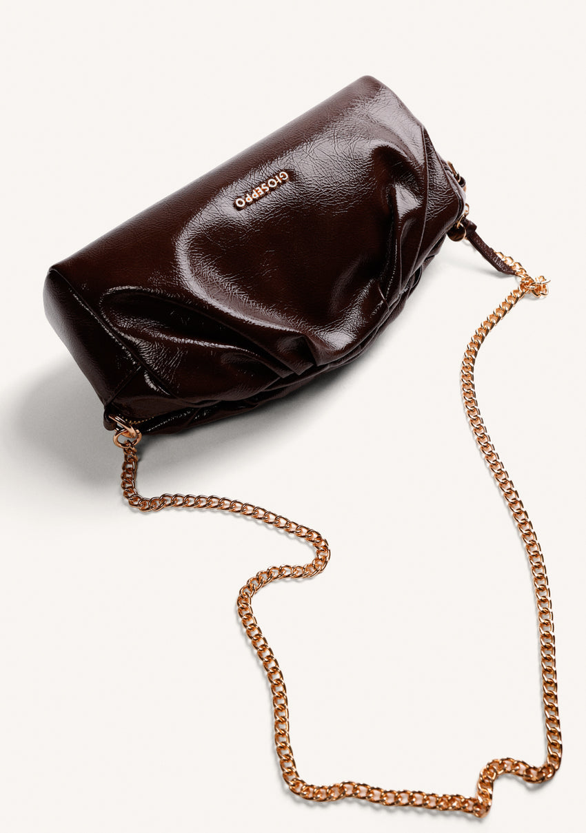 BROWN WRINKLED EFFECT CROSSBODY BAG