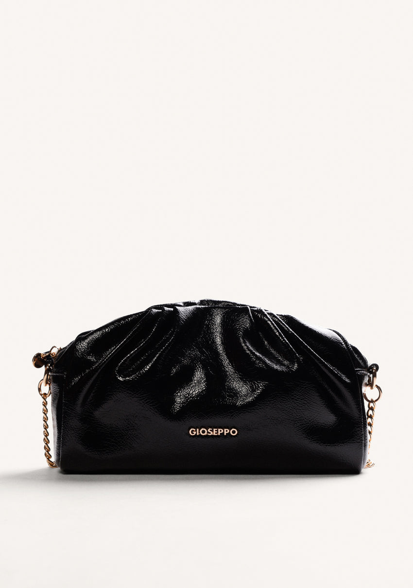 BLACK WRINKLED EFFECT CROSSBODY BAG