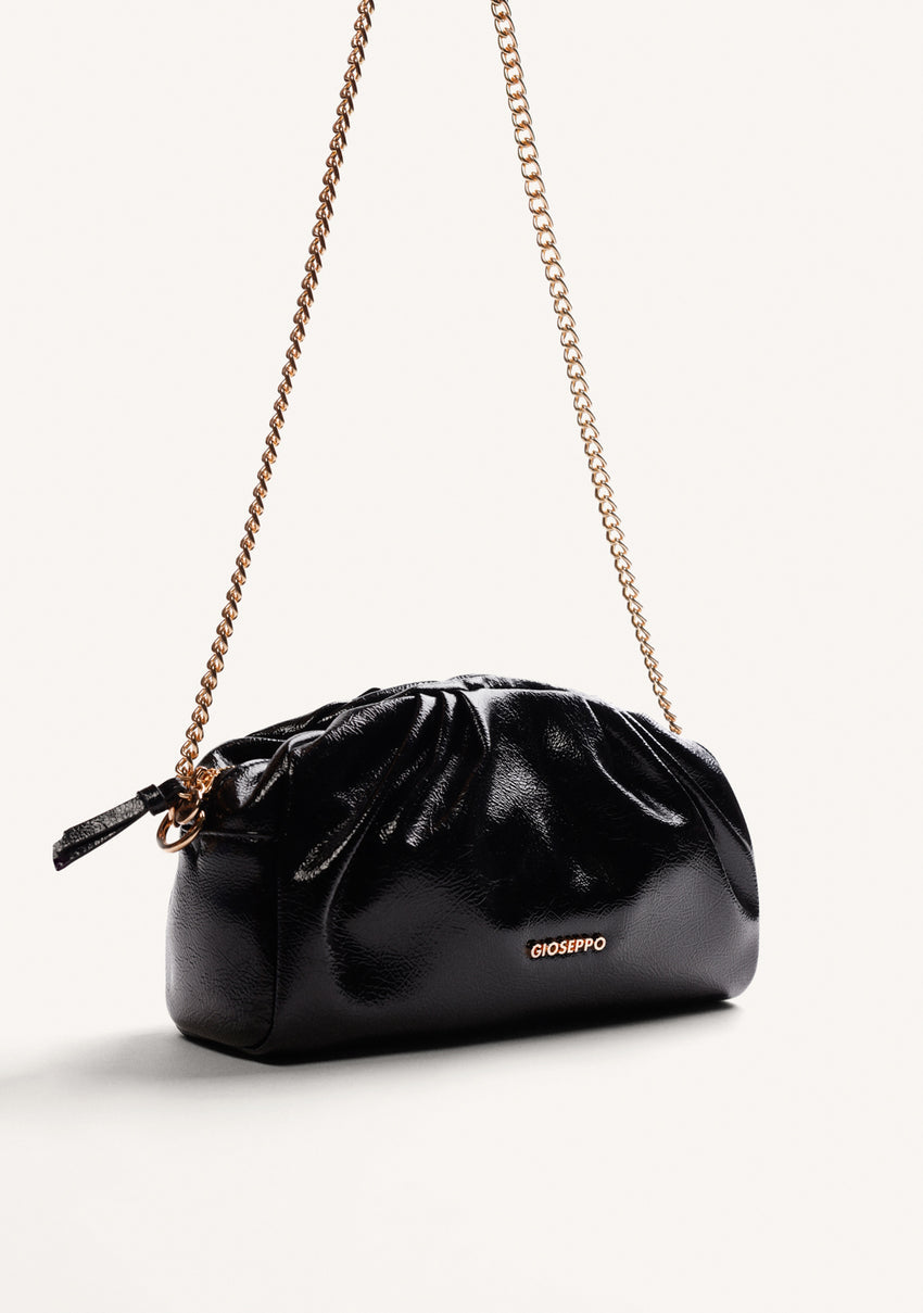 BLACK WRINKLED EFFECT CROSSBODY BAG