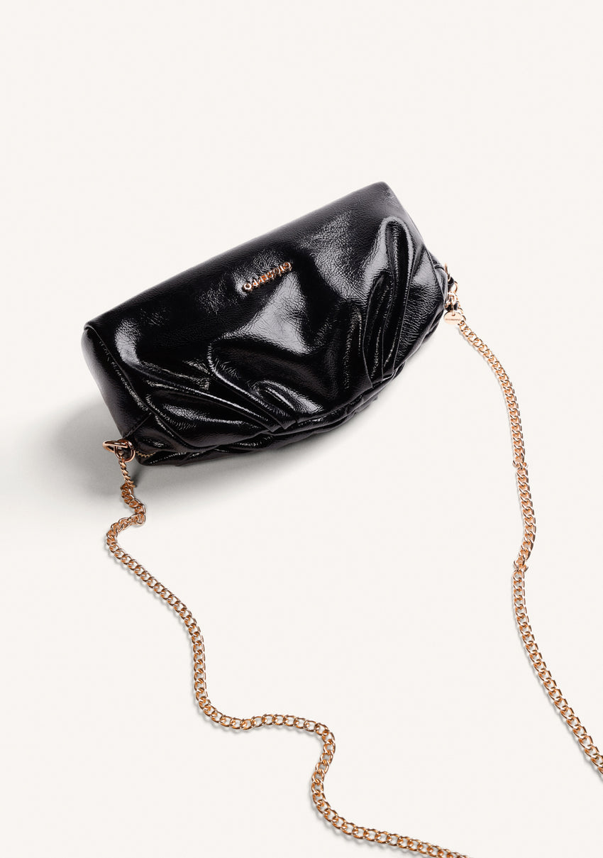 BLACK WRINKLED EFFECT CROSSBODY BAG