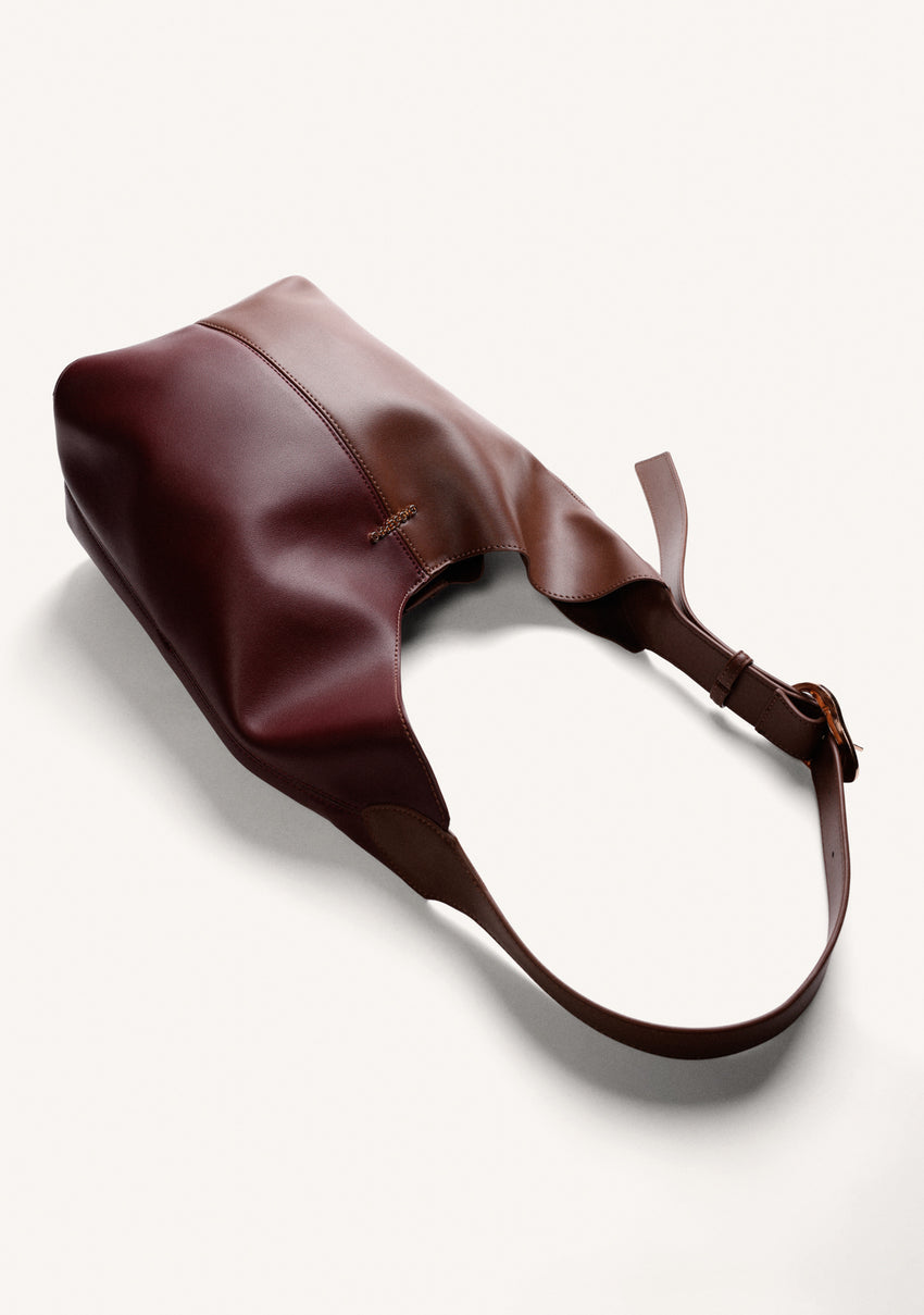 MAXI BUCKET BAG BROWN AND PURPLE