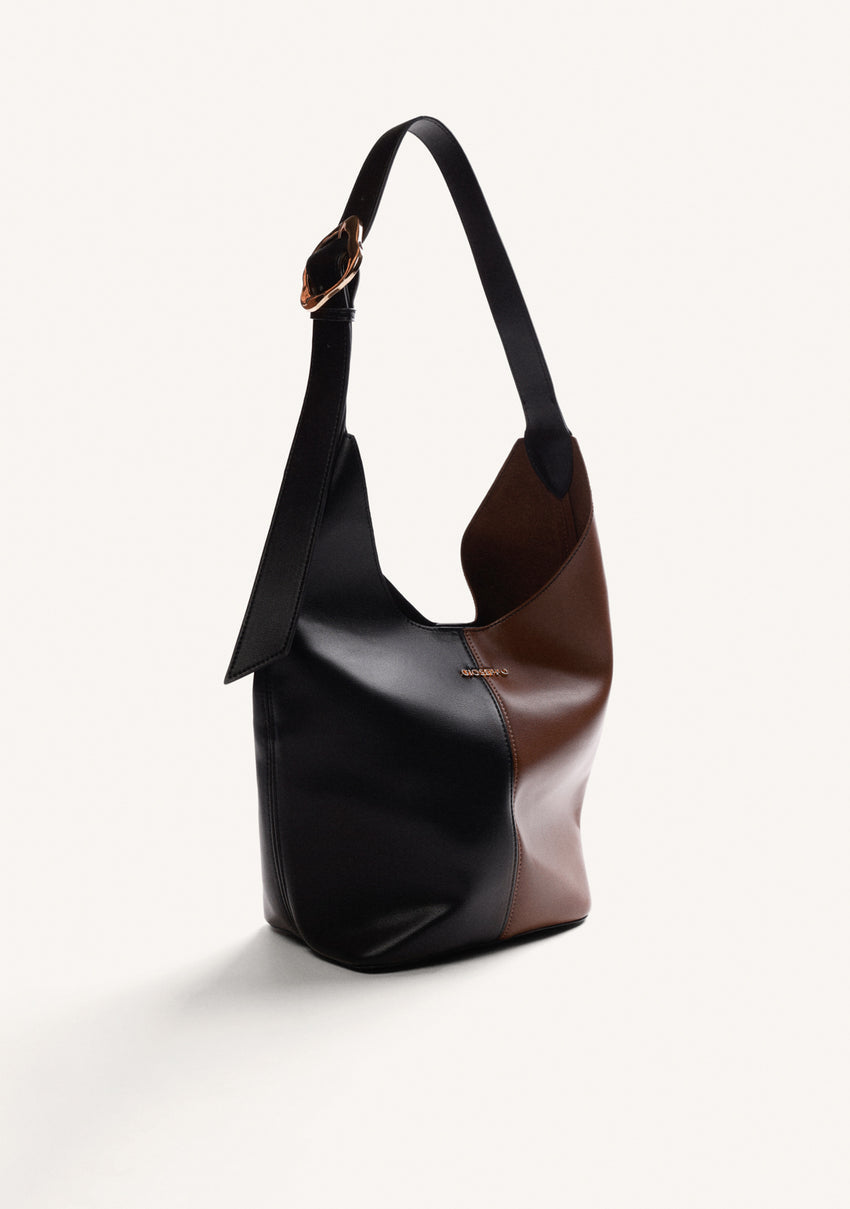 MAXI BUCKET BAG BLACK AND BROWN