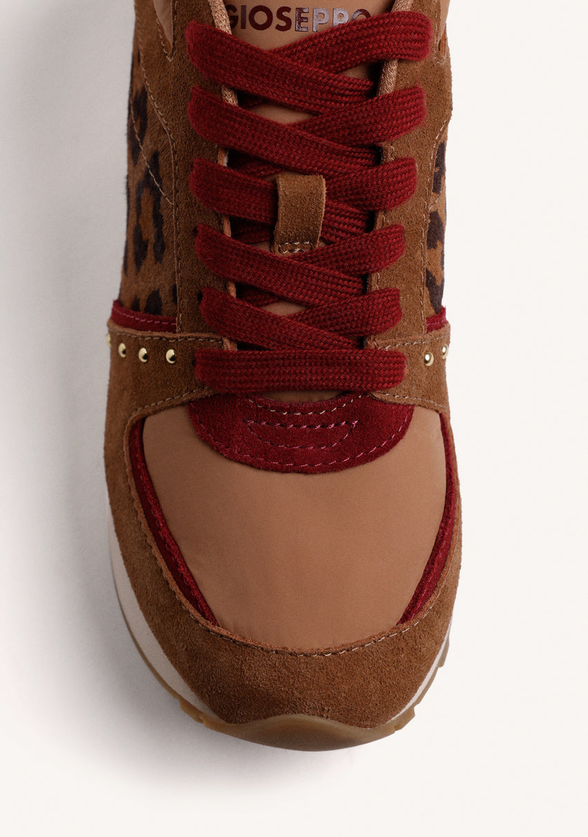 ANIMAL PRINT LEATHER WEDGE SNEAKERS