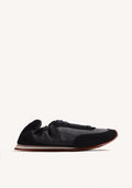 BLACK LEATHER AND SATIN SNEAKERS