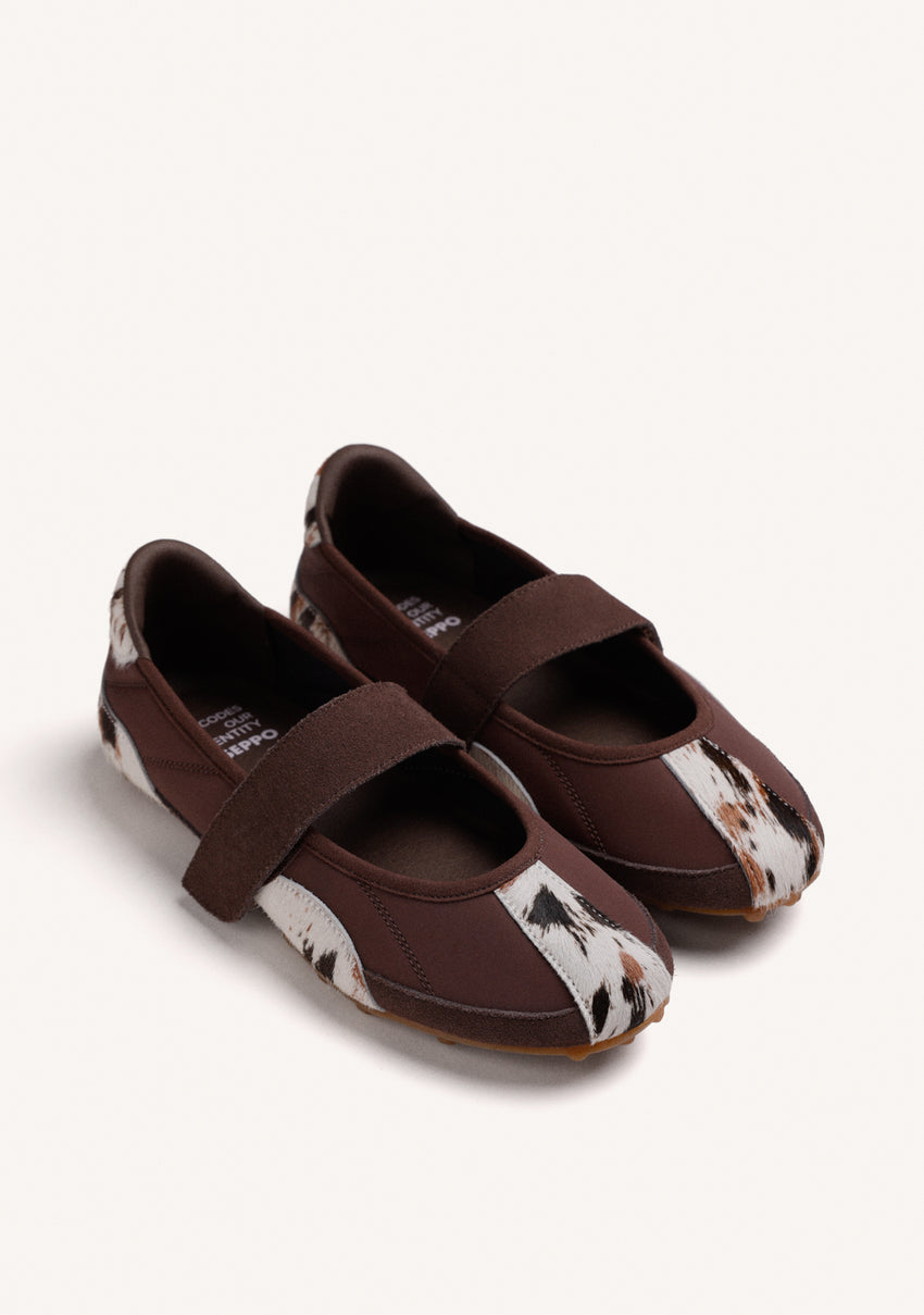 SPORTY LEATHER BALLERINAS WITH ANIMAL PRINT