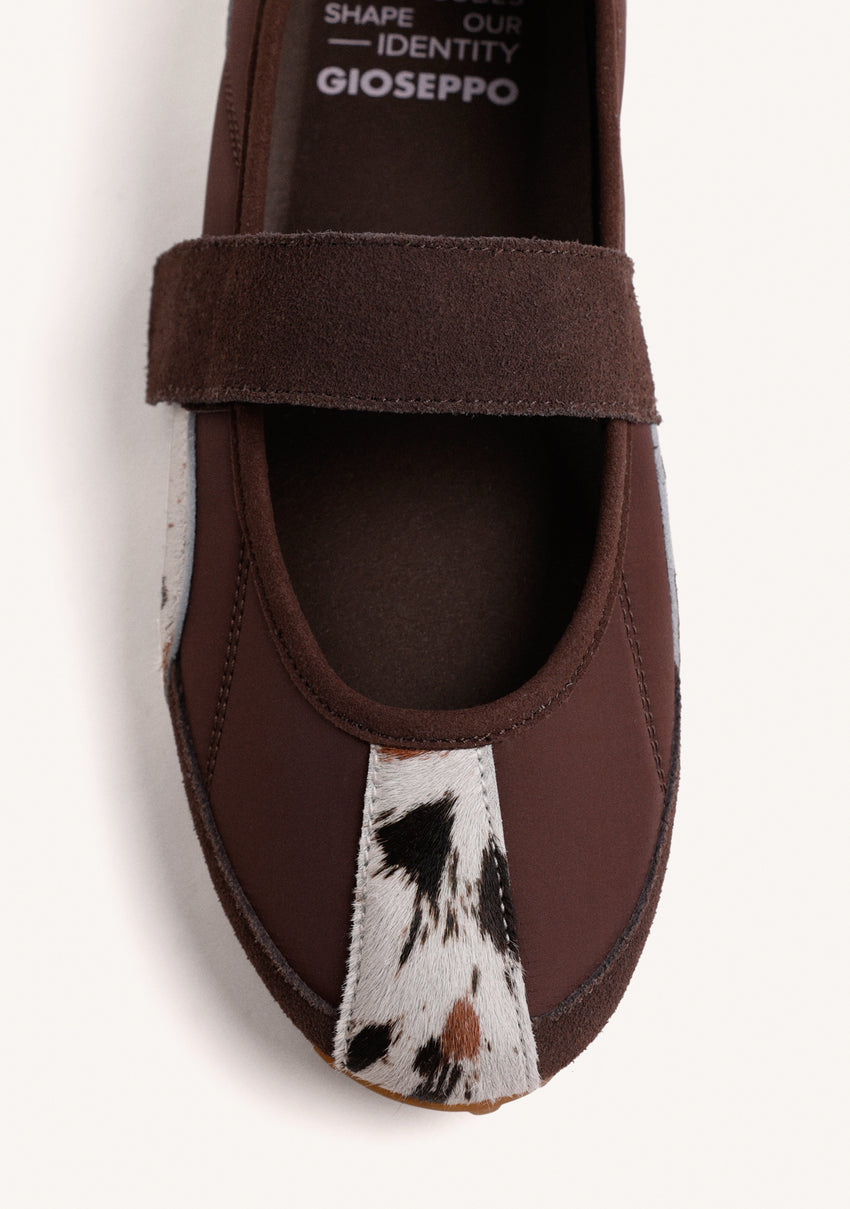 SPORTY LEATHER BALLERINAS WITH ANIMAL PRINT