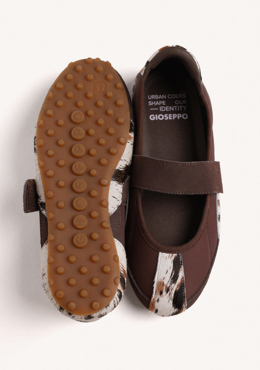 SPORTY LEATHER BALLERINAS WITH ANIMAL PRINT