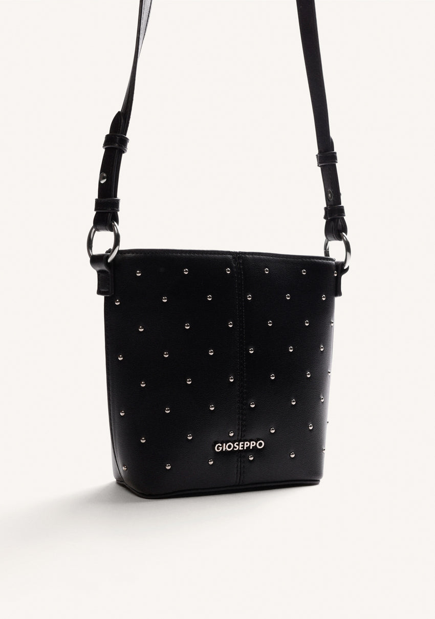 BLACK BUCKET BAG WITH STUDS