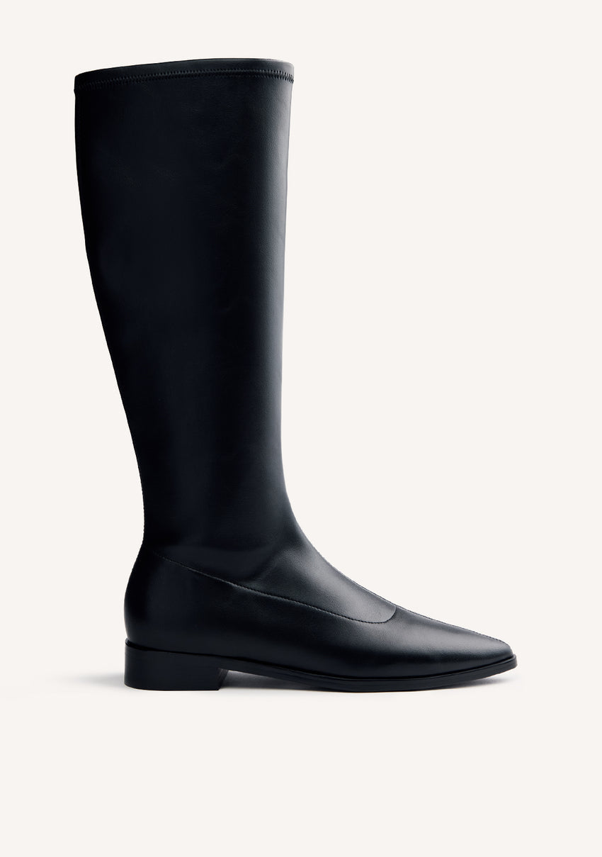 BLACK ELASTIC HIGH BOOTS