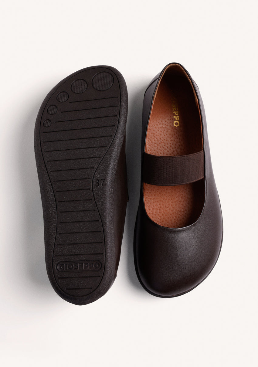 BROWN BAREFOOT LEATHER BALLET FLATS